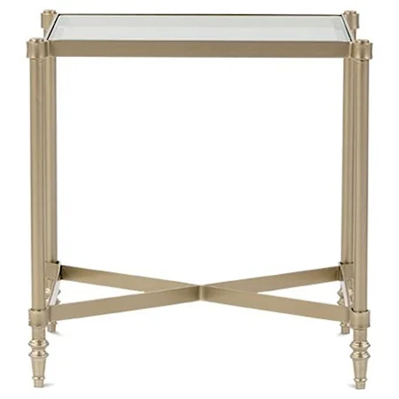 Gold Metal End Table with Glass Top
